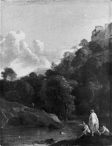 Omgeving van Cornelis van Poelenburch - Landschap met badende vrouwen - NM 568 - Nationalmuseum