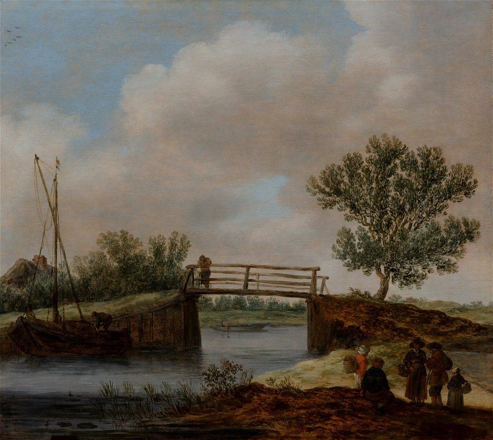 Omgeving van Jan van Goyen - Landscape with Bridge, known as 'The Small Bridge' - 566 - Mauritshuis