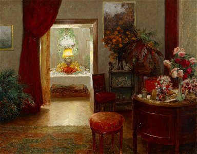 Olga Wisinger-Florian Interieur mit festlich gedecktem Tisch