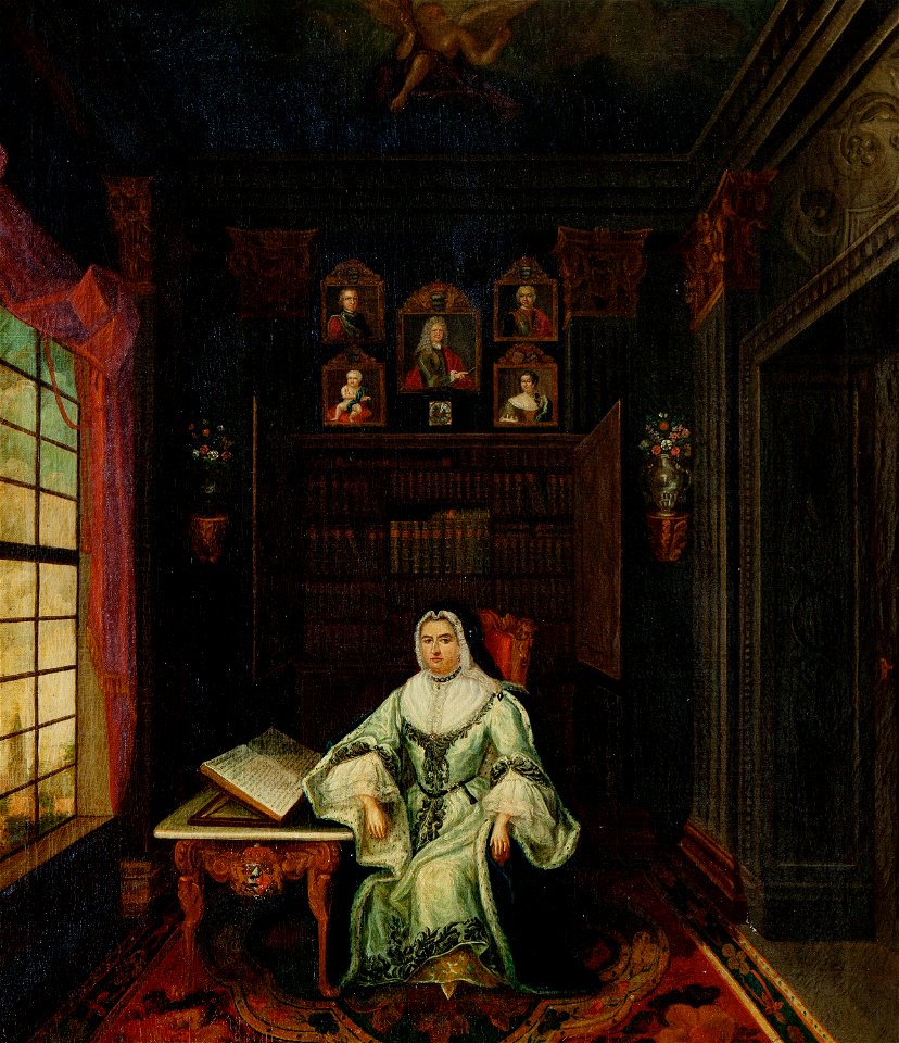 Onbekend - Henriëtte van Nassau-Zuylesteyn (1688-1759) bij een tafel - C1025 - Cultural Heritage Agency of the Netherlands Art Collection