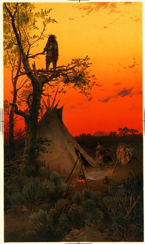 On the Lookout. -- A Ute. Camp, Utah. (1881) (Boston Public Library)