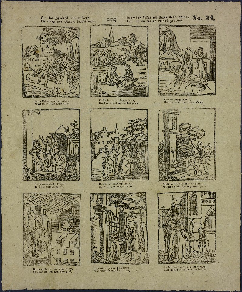 Om dat gij altijd vlijtig leert, En staag uws ouders lessen eert-Catchpenny print-Borms 0463