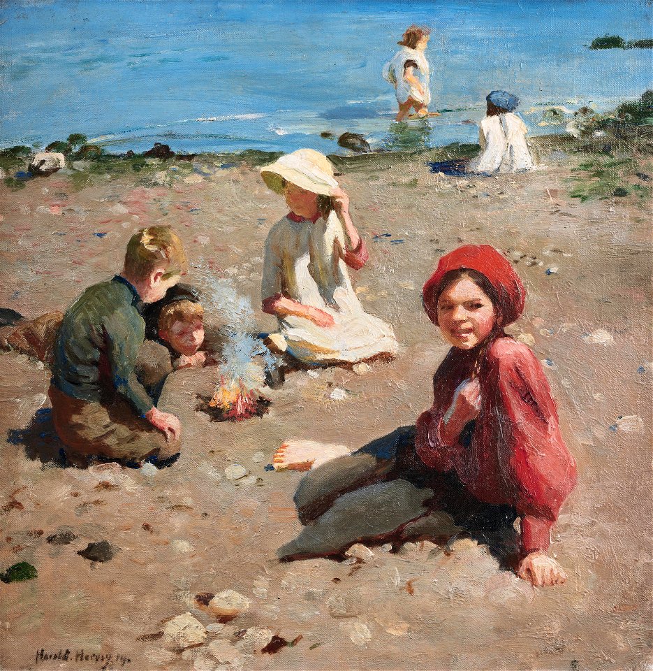 On the sands, by Harold Harvey