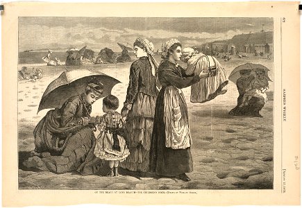 On the beach at Long Branch -- The children's hour (Boston Public Library)