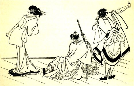 On a scene of the Japanese theatre. Before 1902