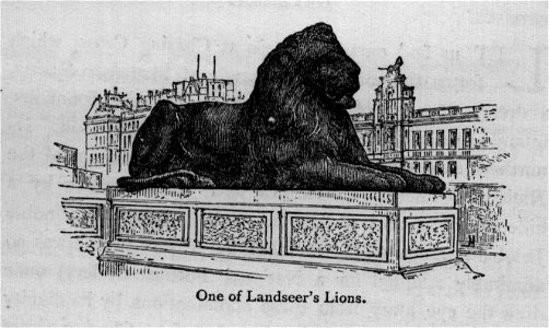 One of Landseer's Lions - Walks in London, Augustus Hare, 1878. Free illustration for personal and commercial use.