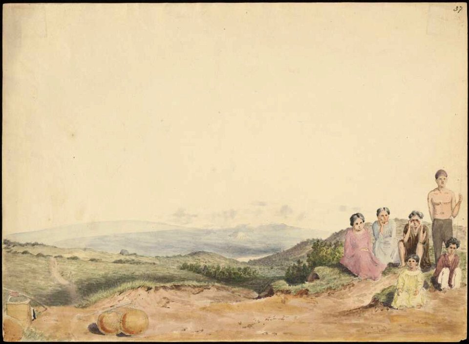 On the road from Kahala to Waimea, 1855, watercolour by James Gay Sawkins