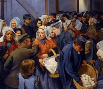 On the market, Brabant by Heinrich Marten Krabbé