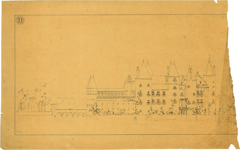 Ontwerp voor Kasteel de Haar, aanzicht van de noordwestgevel Het Nieuwe Instituut HAARt6-14