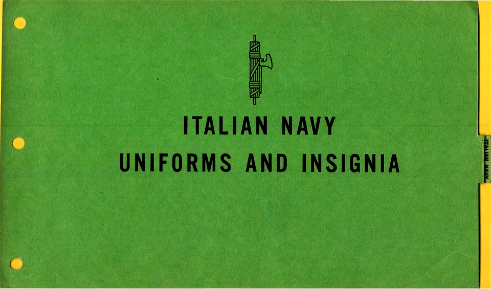 ONI JAN 1 Uniforms and Insignia Page 047 Italian Navy WW2 1943 Recognition manual for field use. US unclassified public document. Published 1944. No known copyright restrictions. Free illustration for personal and commercial use.