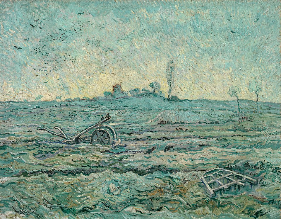 Ondergesneeuwd veld met een eg (naar Millet) - s0175V1962 - Van Gogh Museum
