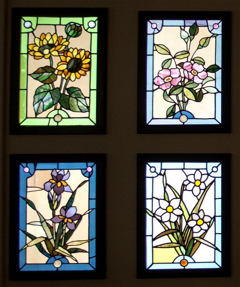 Opalescent windows with flowers, 1897
