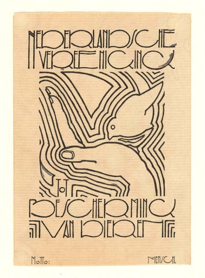 Ontwerp voor vignet voor `Nederlandsche Vereeniging tot Bescherming van Dieren', Reijer Stolk, 1906 - 1945