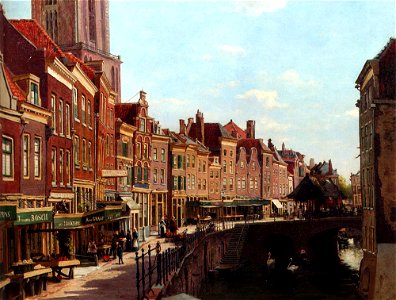 Oppenoorth Willem Townsfolk Shopping Along The Oude Gracht Utrecht