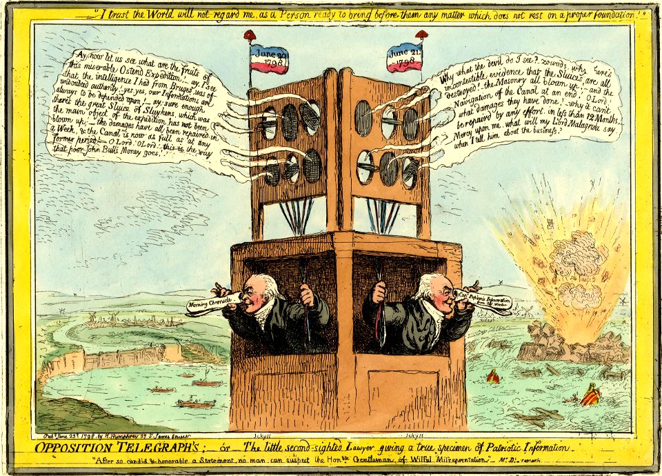 Opposition Telegraphs;-or- The little second-sighted lawyer giving a true specimen of patriotic information. (BM 1868,0808.6754)