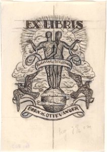 Ontwerp ex-libris voor Bern. W. Ottevanger