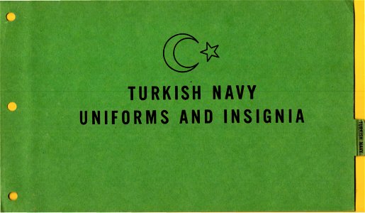 ONI JAN 1 Uniforms and Insignia Page 121 Turkish Navy WW2 1943 Recognition for field use. US unclassified public document. Published 1944. No known copyright restrictions. Free illustration for personal and commercial use.