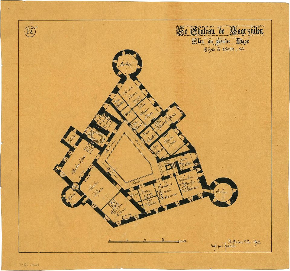 Ontwerp voor Kasteel de Haar, plattegrond van de eerste verdieping Het Nieuwe Instituut HAARt3-1