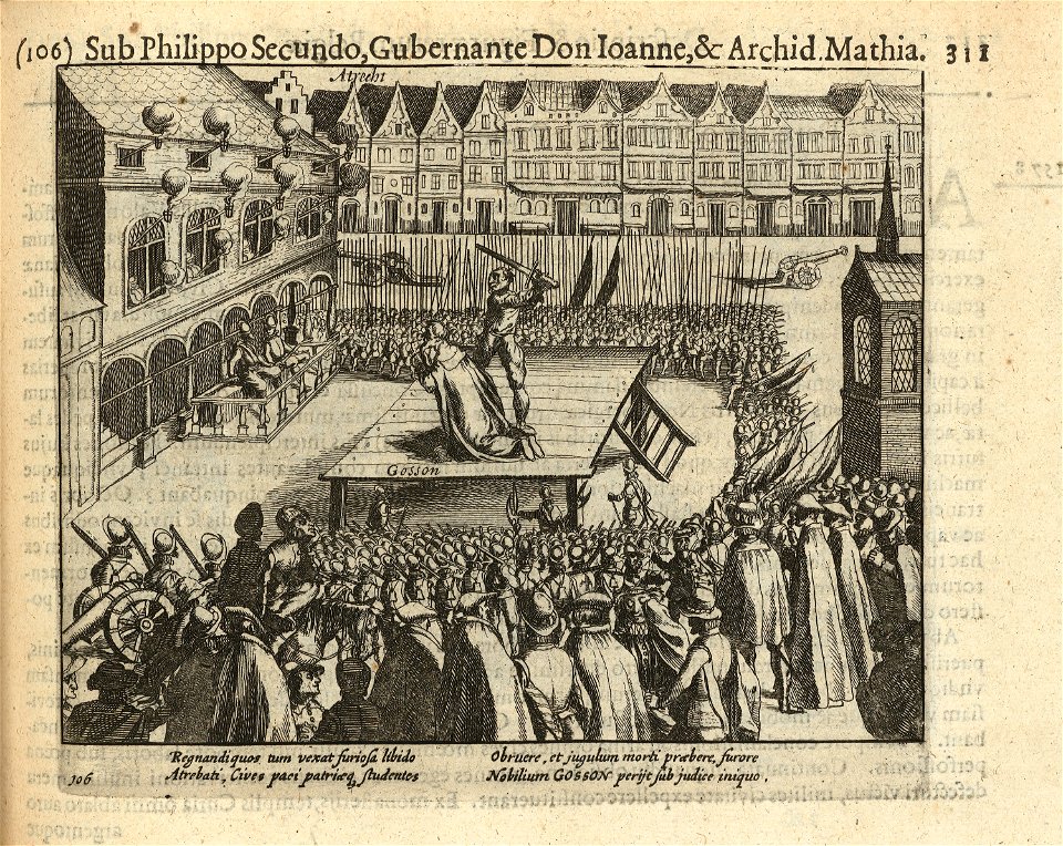 Onthoofding van de raadsheer Nicolas Gosson te Atrecht 26 oktober 1578