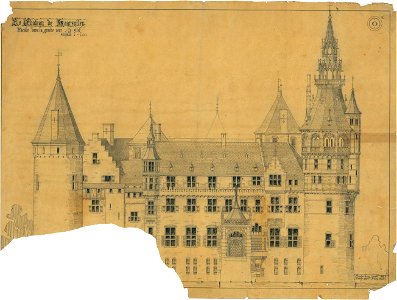 Ontwerp voor Kasteel de Haar, aanzicht van de noordoostgevel Het Nieuwe Instituut HAARt6-8