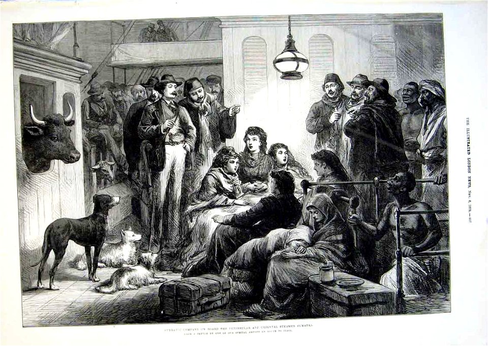 Operatic company on board the Peninsular and Oriental steamer Sumatra - ILN 1875