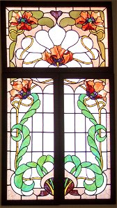 Opalescent three-light window, 1900. Free illustration for personal and commercial use.