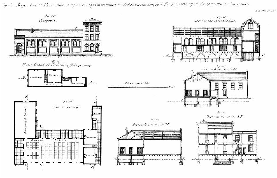 Openbare Burgerschool 1e klasse Prinsengracht Amsterdam 01