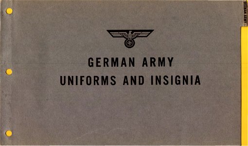 ONI JAN 1 Uniforms and Insignia Page 003 German Army Wehrmacht Heer WW2 front page 1943 Recognition manual for field use. US unclassified public document. Published 1944. No known copyright restrictions. Free illustration for personal and commercial use.