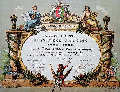 Oorkonde dramawedstrijd Sociëteit Momus, Maastricht, 1883