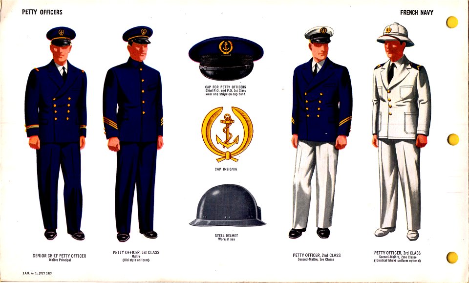 ONI JAN 1 Uniforms and Insignia Page 089 French Navy WW2 Petty officers ...