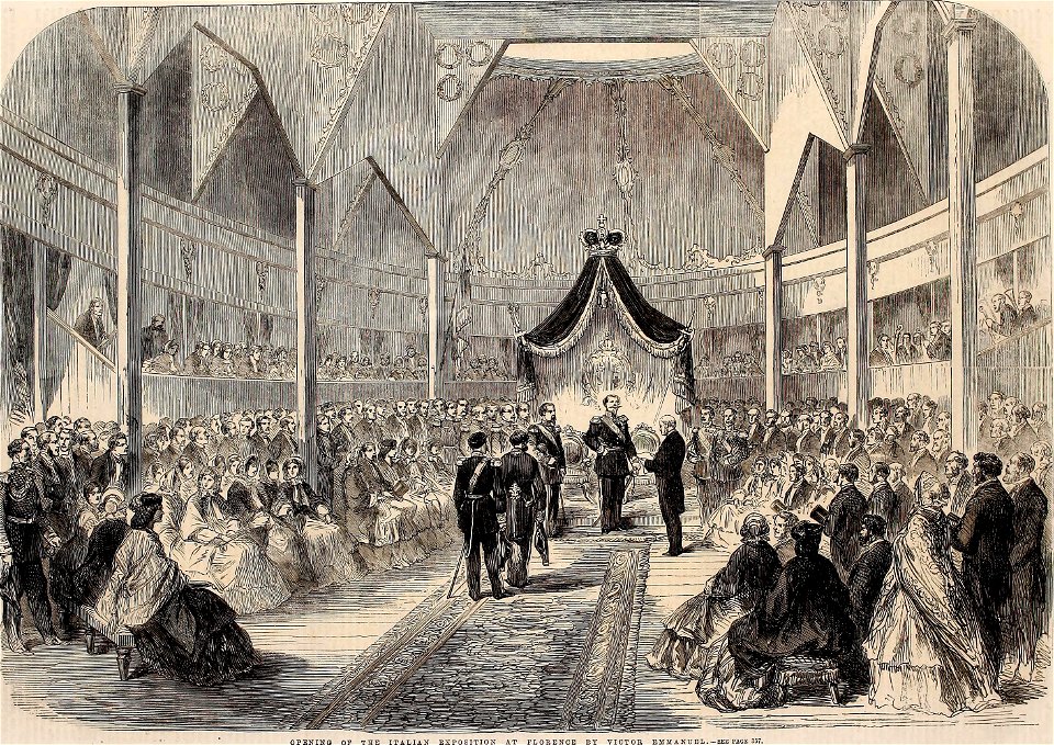 Opening of the Italian Exposition at Florence by Victor Emmanuel - ILN 1861