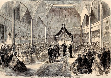 Opening of the Italian Exposition at Florence by Victor Emmanuel - ILN 1861. Free illustration for personal and commercial use.