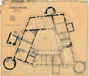 Ontwerp voor Kasteel de Haar, plattegrond van de tweede verdieping Het Nieuwe Instituut HAARt4-5