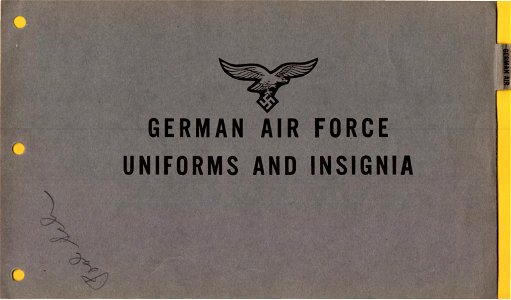 ONI JAN 1 Uniforms and Insignia Page 025 German Air Force Luftwaffe WW2 1943 Recognition manual for field use. US unclassified public document. Published 1944. No known copyright restrictions. Free illustration for personal and commercial use.