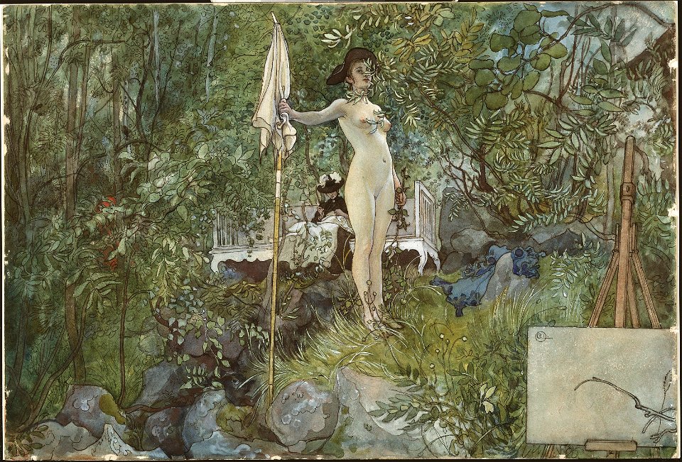 Open-Air Studio. From A Home (26 watercolours) (Carl Larsson) - Nationalmuseum - 24224