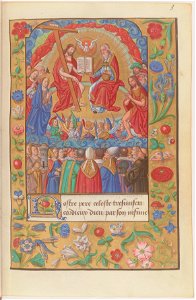 Oraison de Jésus Christ - BNF Fr19246 f3r (Assemblée céleste)