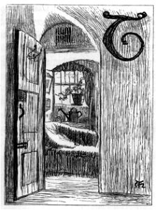 Open door - Tom Brown's School Days (1869). Free illustration for personal and commercial use.