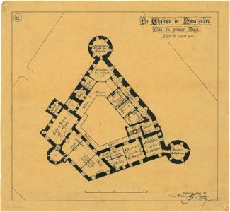 Ontwerp voor Kasteel de Haar, plattegrond van de eerste verdieping Het Nieuwe Instituut HAARt3-2