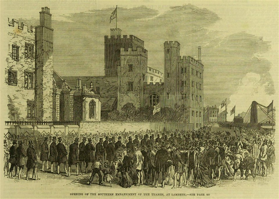 Opening of the Southern Embankment of the Thames, at Lambeth - ILN 1869