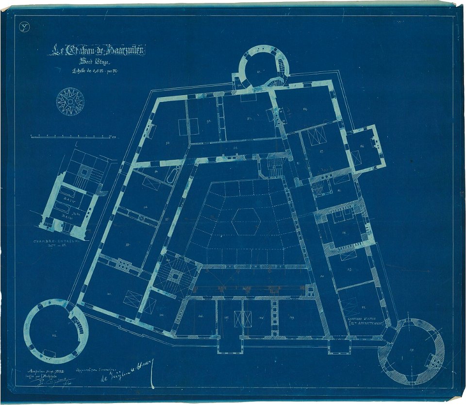 Ontwerp voor Kasteel de Haar, plattegrond van de tweede verdieping Het Nieuwe Instituut HAARt4-6