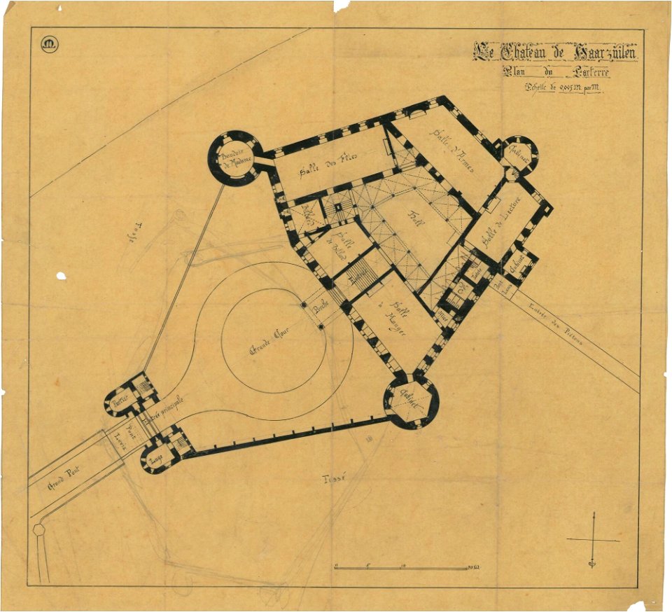 Ontwerp voor Kasteel de Haar, plattegrond van de begane grond Het Nieuwe Instituut HAARt2-4