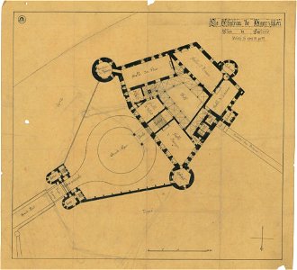 Ontwerp voor Kasteel de Haar, plattegrond van de begane grond Het Nieuwe Instituut HAARt2-4