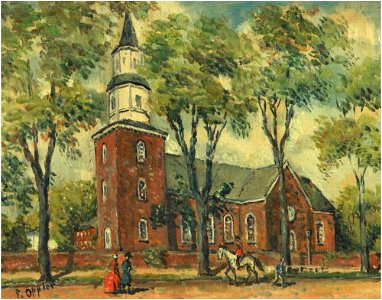 Oppler Blick auf eine Kirche mit Personenstaffage, ÖlLwMp., sign. u.l., 20x25 cm,