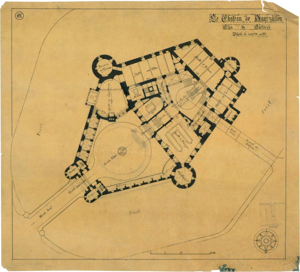 Ontwerp voor Kasteel de Haar, plattegrond van de begane grond Het Nieuwe Instituut HAARt2-1