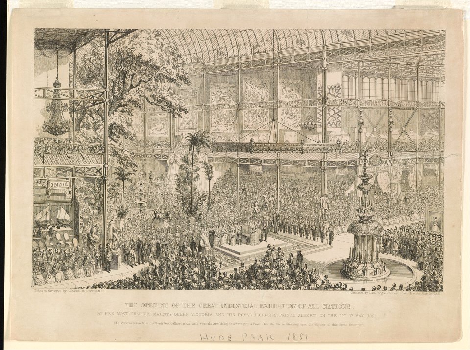 Opening of the Great Industrial Exhibition of all nations, by her most gracious majesty Queen Victoria and his royal highness Prince Albert, on the 1st of May, 1851 - taken on the spot by LCCN93507156
