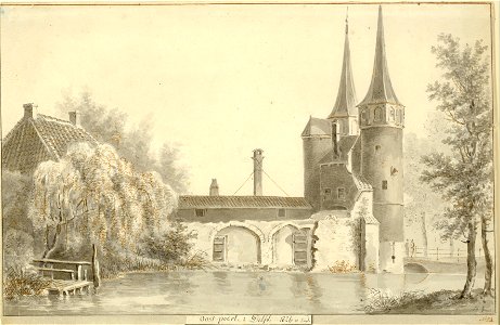Oost-poort t Delft. 1826 w. zuijd, Balthasar Jooss, SA Delft, inv.nr. 8212