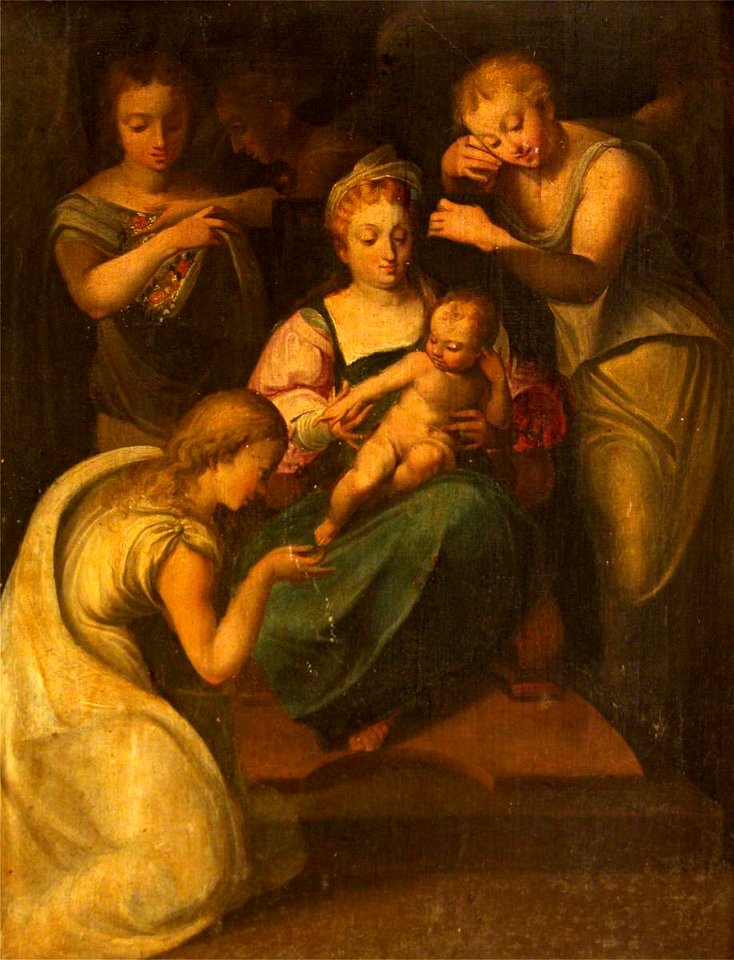 Orazio Samacchini (1532-1577) (style of) - Madonna and Child with a Female Saint and Angels - 996490 - National Trust