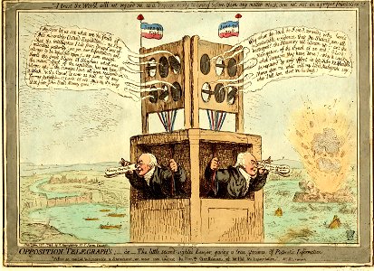 Opposition Telegraphs;-or- The little second-sighted lawyer giving a true specimen of patriotic information. (BM 1851,0901.927)