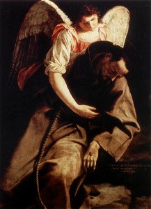 Orazio Gentileschi - St Francis and the Angel - WGA08584. Free illustration for personal and commercial use.