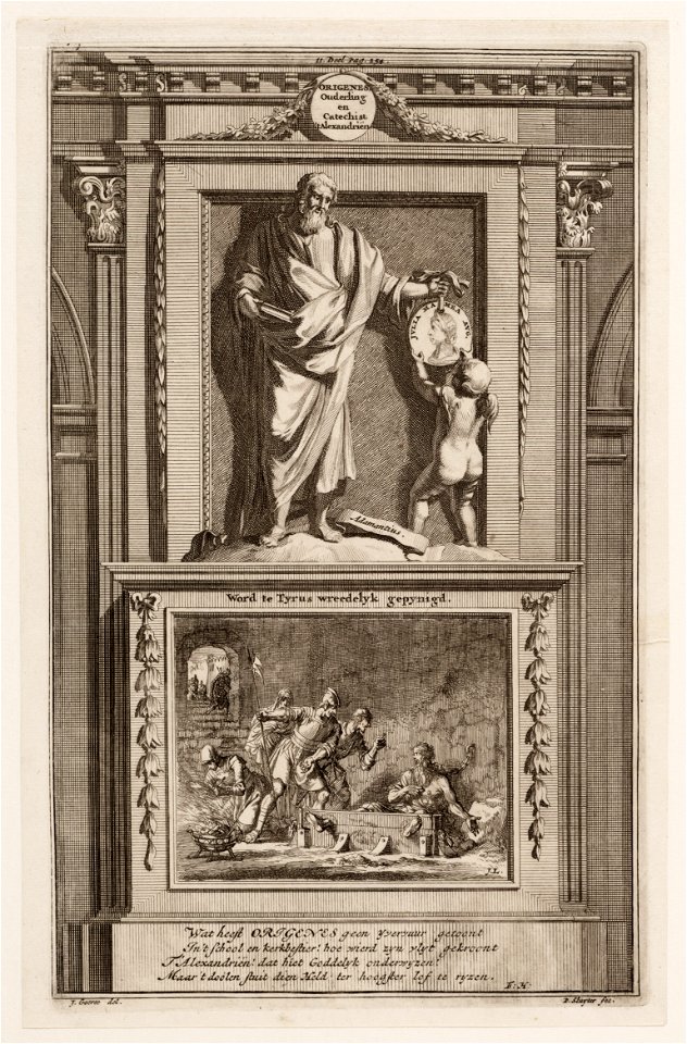 Origenes, ouderling en catechist t´Alexandriën, word te Tyrus wreedelyk gepynigd, objectnr A 47734